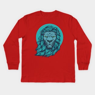 lion blue head illustration Kids Long Sleeve T-Shirt